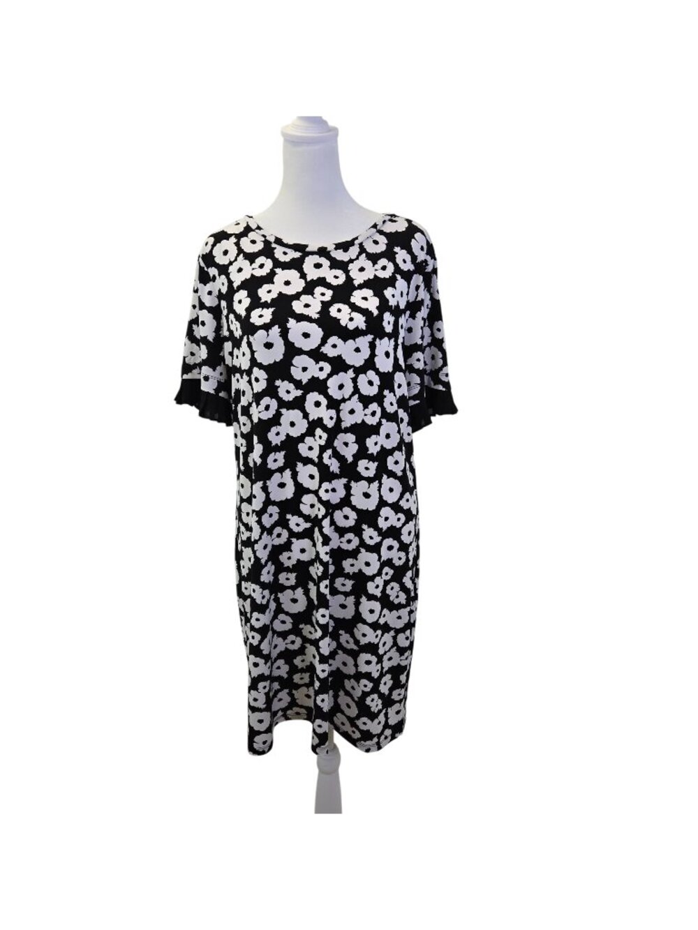 Michael Michael Kors Floral Pleat Sleeve Shift Dress Size Large